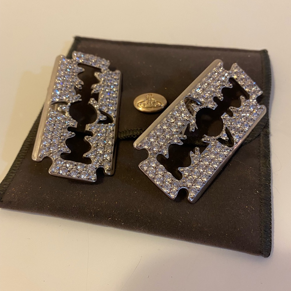 Gorgeous Swarovski-covered Vivinne Westwood “Gigliola” Razor Blade Earrings